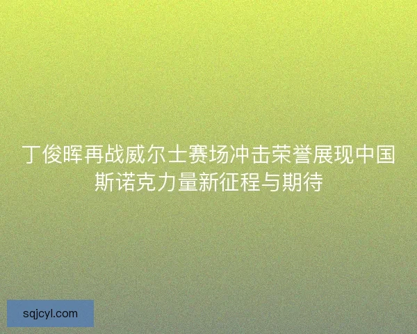 丁俊晖再战威尔士赛场冲击荣誉展现中国斯诺克力量新征程与期待